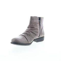 Miz Mooz Lucy-EU Womens Gray Leather Zipper Ankle & Booties Boots
