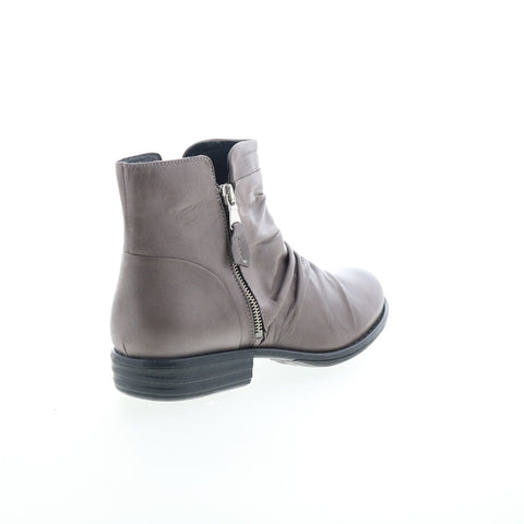 Miz Mooz Lucy-EU Womens Gray Leather Zipper Ankle & Booties Boots