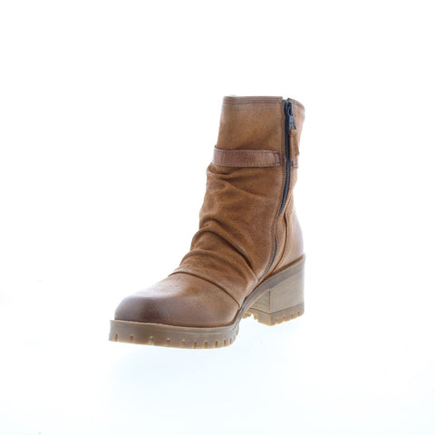 Miz Mooz Mandy Womens Brown Leather Zipper Casual Dress Boots