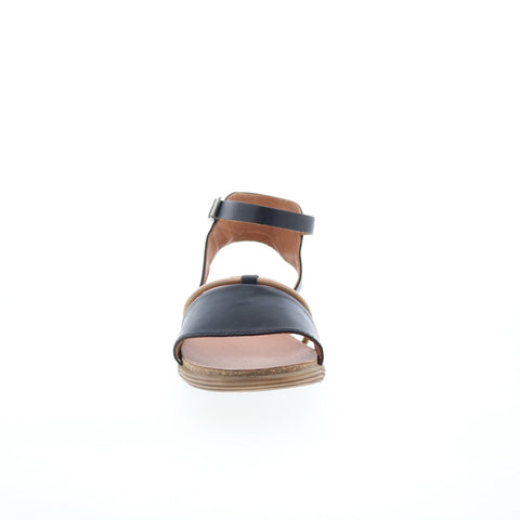 Miz Mooz Marcie Womens Black Leather Hook & Loop Strap Sandals Shoes