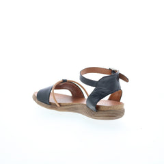 Miz Mooz Marcie Womens Black Leather Hook & Loop Strap Sandals Shoes
