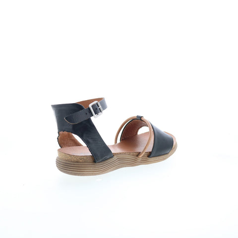 Miz Mooz Marcie Womens Black Leather Hook & Loop Strap Sandals Shoes