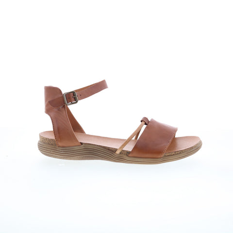 Miz Mooz Marcie Womens Brown Leather Hook & Loop Strap Sandals Shoes