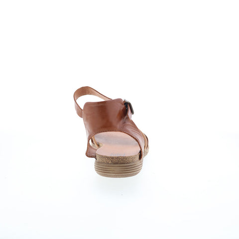 Miz Mooz Marcie Womens Brown Leather Hook & Loop Strap Sandals Shoes
