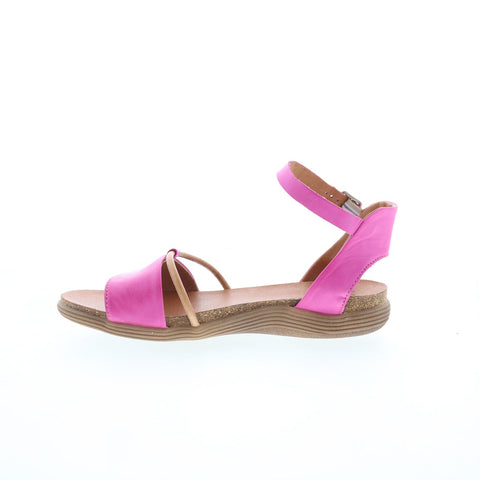 Miz Mooz Marcie Womens Pink Leather Hook & Loop Strap Sandals Shoes