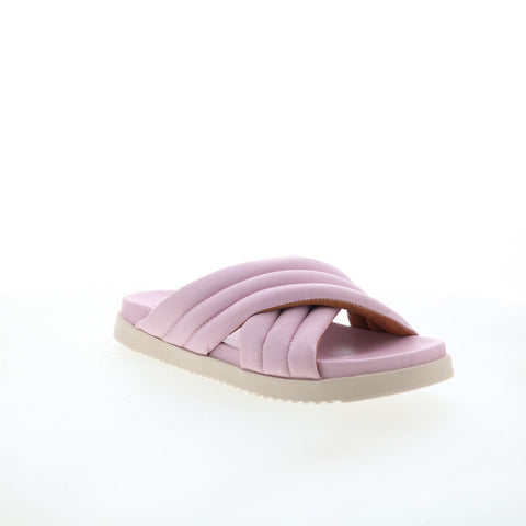 Miz Mooz Marinella Womens Pink Leather Slip On Slides Sandals Shoes