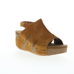 Volatile Montpelier PV136 Womens Brown Suede Strap Wedges Sandals Shoes