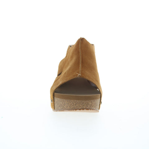 Volatile Montpelier PV136 Womens Brown Suede Strap Wedges Sandals Shoes