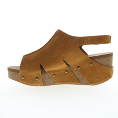 Volatile Montpelier PV136 Womens Brown Suede Strap Wedges Sandals Shoes