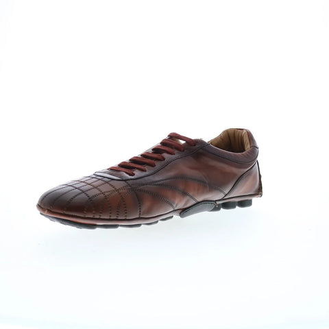 Di Bianco Olimpico Calfskin Mens Brown Leather Lifestyle Sneakers Shoes