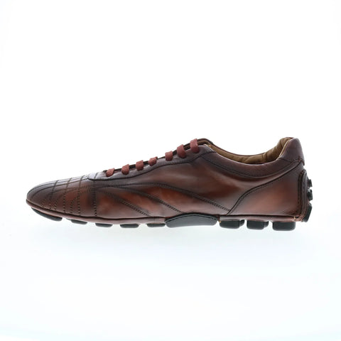 Di Bianco Olimpico Calfskin Mens Brown Leather Lifestyle Sneakers Shoes