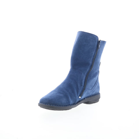 Miz Mooz Pamela Womens Blue Suede Zipper Casual Dress Boots