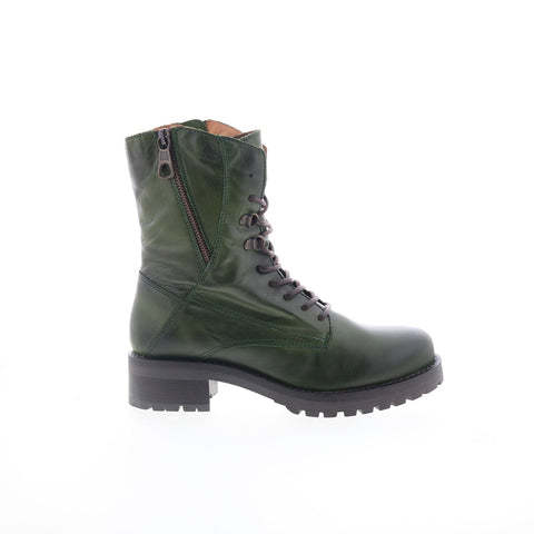 Miz Mooz Pandora Womens Green Leather Lace Up Casual Dress Boots