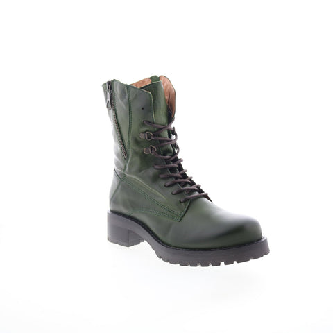 Miz Mooz Pandora Womens Green Leather Lace Up Casual Dress Boots