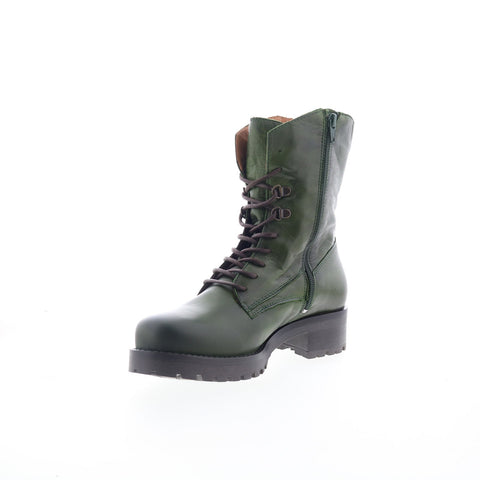 Miz Mooz Pandora Womens Green Leather Lace Up Casual Dress Boots