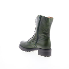 Miz Mooz Pandora Womens Green Leather Lace Up Casual Dress Boots