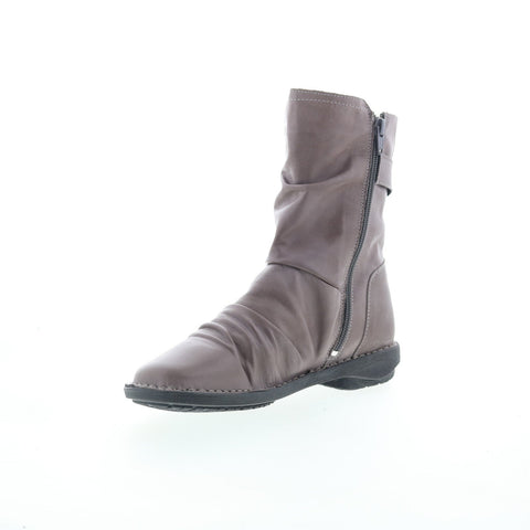 Miz Mooz Parade Womens Gray Leather Zipper Casual Dress Boots