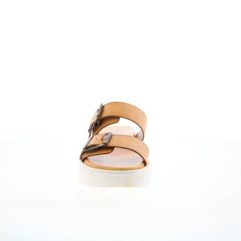 Miz Mooz Peyton Womens Brown Leather Hook & Loop Strap Sandals Shoes