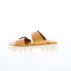 Miz Mooz Peyton Womens Brown Leather Hook & Loop Strap Sandals Shoes