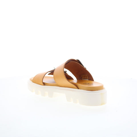 Miz Mooz Peyton Womens Brown Leather Hook & Loop Strap Sandals Shoes