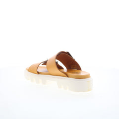Miz Mooz Peyton Womens Brown Leather Hook & Loop Strap Sandals Shoes