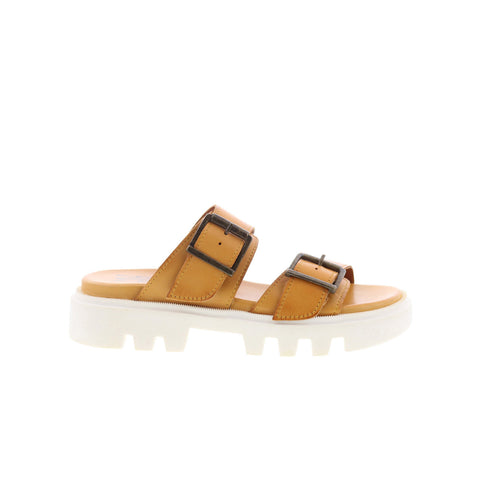 Miz Mooz Peyton Womens Brown Leather Hook & Loop Strap Sandals Shoes