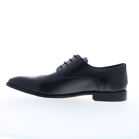 Steve Madden P-Quill Mens Black Leather Oxfords & Lace Ups Cap Toe Shoes