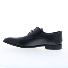 Steve Madden P-Quill Mens Black Leather Oxfords & Lace Ups Cap Toe Shoes