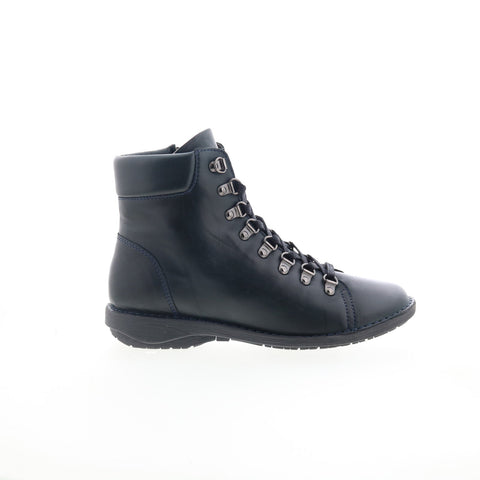 Miz Mooz Prentiss Womens Blue Leather Lace Up Casual Dress Boots