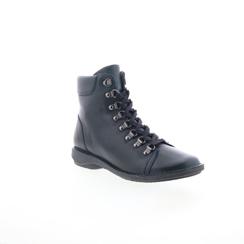 Miz Mooz Prentiss Womens Blue Leather Lace Up Casual Dress Boots