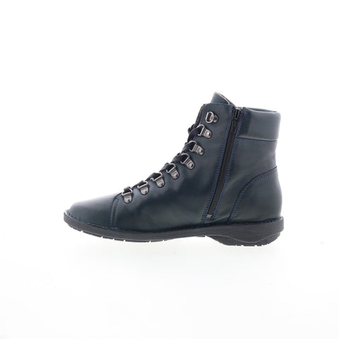 Miz Mooz Prentiss Womens Blue Leather Lace Up Casual Dress Boots