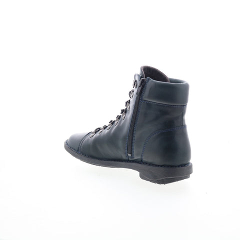Miz Mooz Prentiss Womens Blue Leather Lace Up Casual Dress Boots