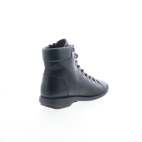 Miz Mooz Prentiss Womens Blue Leather Lace Up Casual Dress Boots