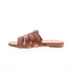 Miz Mooz Preppy Womens Brown Leather Slip On Slides Sandals Shoes