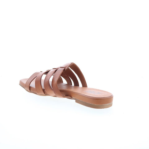 Miz Mooz Preppy Womens Brown Leather Slip On Slides Sandals Shoes