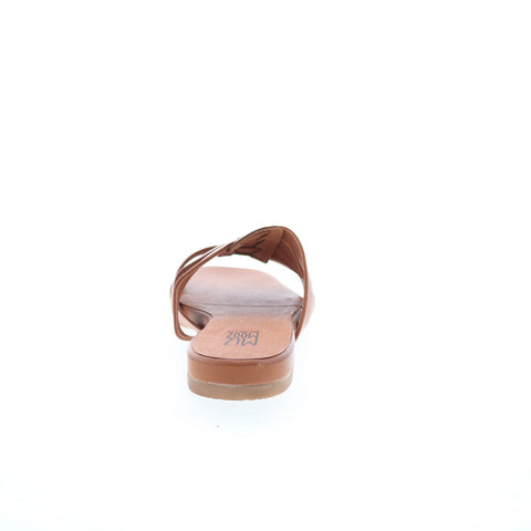Miz Mooz Preppy Womens Brown Leather Slip On Slides Sandals Shoes