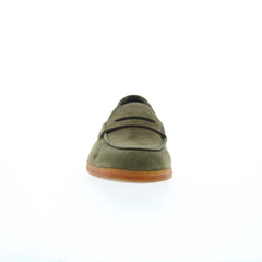 Di Bianco Procida Suede Mens Green Suede Loafers & Slip Ons Penny Shoes