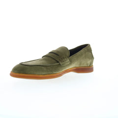 Di Bianco Procida Suede Mens Green Suede Loafers & Slip Ons Penny Shoes
