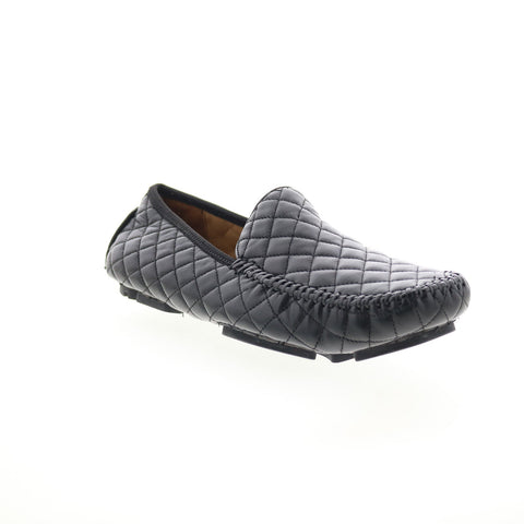 Robert Zur Quinn Mens Black Leather Loafers & Slip Ons Moccasin Shoes