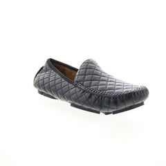 Robert Zur Quinn Mens Black Leather Loafers & Slip Ons Moccasin Shoes