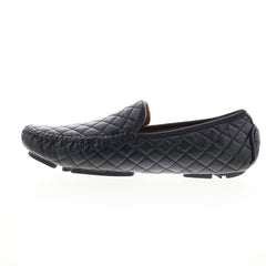 Robert Zur Quinn Mens Black Leather Loafers & Slip Ons Moccasin Shoes