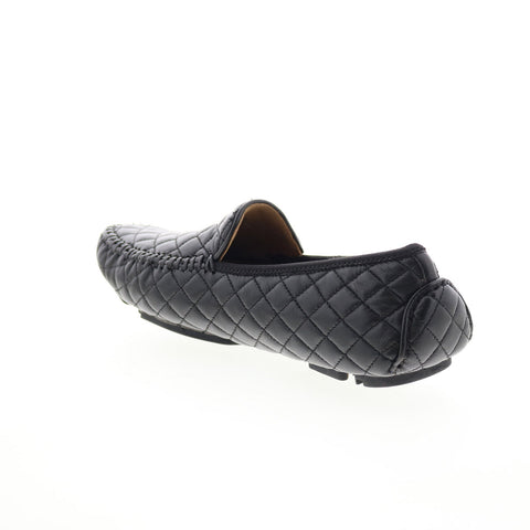 Robert Zur Quinn Mens Black Leather Loafers & Slip Ons Moccasin Shoes