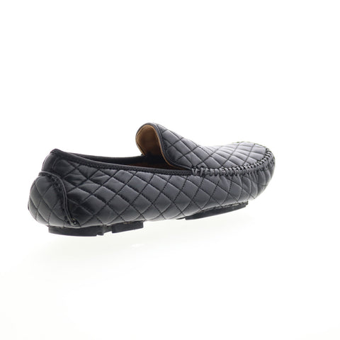 Robert Zur Quinn Mens Black Leather Loafers & Slip Ons Moccasin Shoes