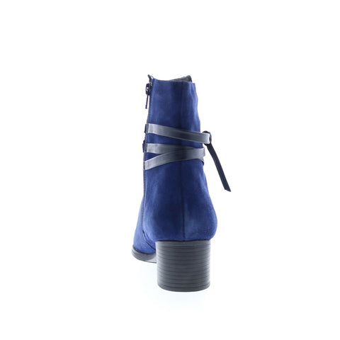Bos. & Co. Reveal Womens Blue Suede Zipper Ankle & Booties Boots