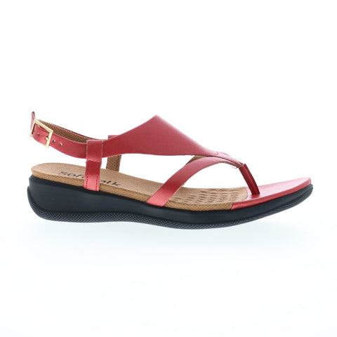 Softwalk Temara S2008-600 Womens Red Wide Synthetic Thong Sandals Shoes