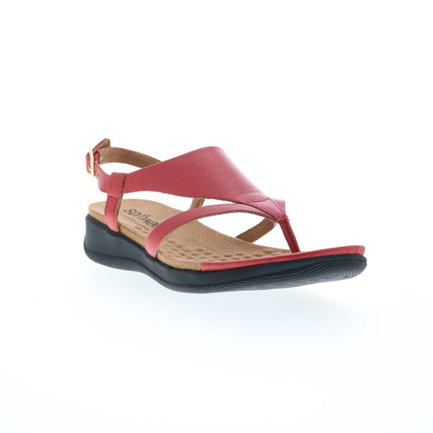 Softwalk Temara S2008-600 Womens Red Wide Synthetic Thong Sandals Shoes