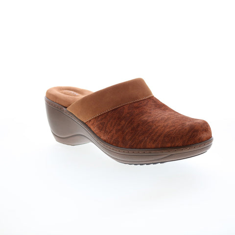 Softwalk Murietta S6015-954 Womens Brown Narrow Suede Clog Flats Shoes