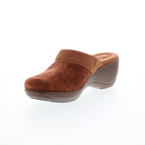 Softwalk Murietta S6015-954 Womens Brown Narrow Suede Clog Flats Shoes