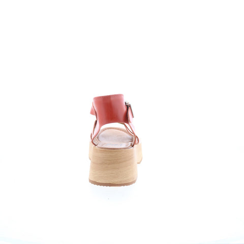 Miz Mooz Sarita Womens Red Leather Hook & Loop Platform Sandals Shoes