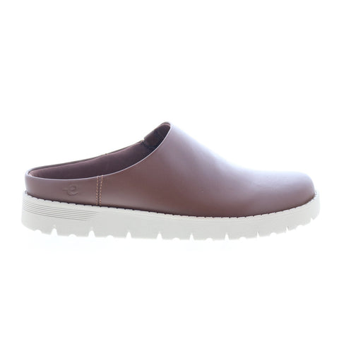 Easy Spirit E-Savoy SEE-SAVOY Womens Brown Leather Slip On Clog Flats Shoes